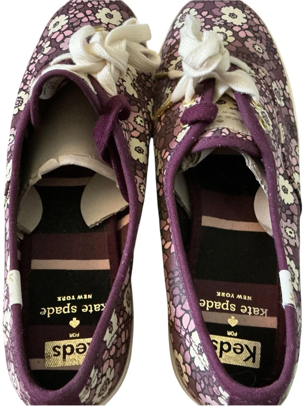 Kate spade x Keds kickstar sneakers purple dirty floral size 7 New